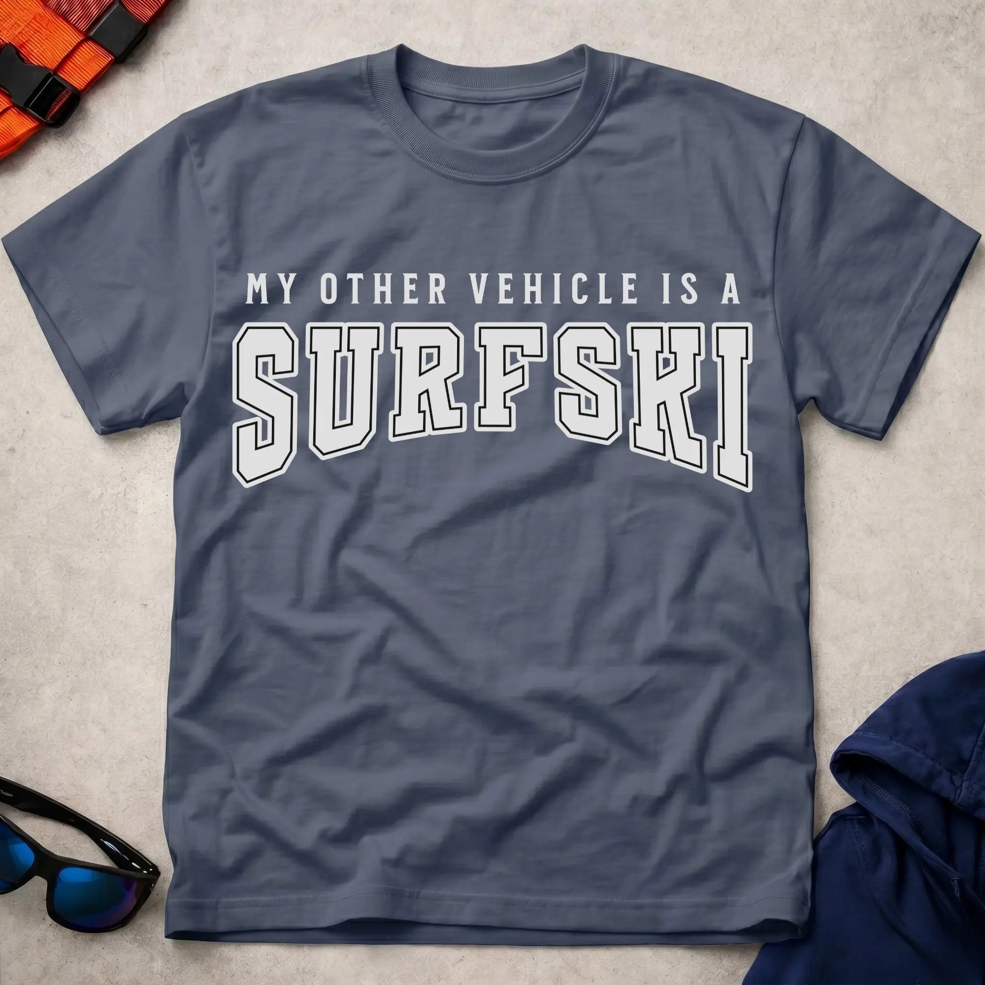 Navy surfski paddling tee - my other vehicle is a surfski