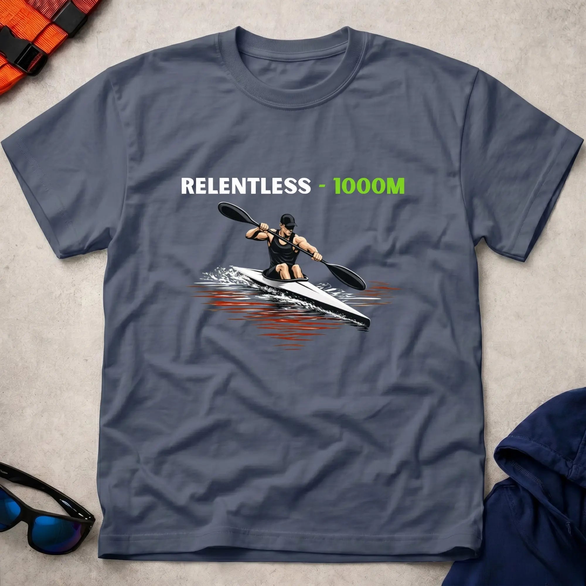 Navy Relentless 1000m Apex tee for kayak sprint paddlers
