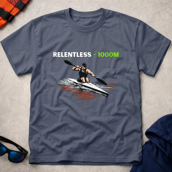 Relentless 1000m APEX Vector tee in Navy — kayak sprint racing design — Vector Paddle