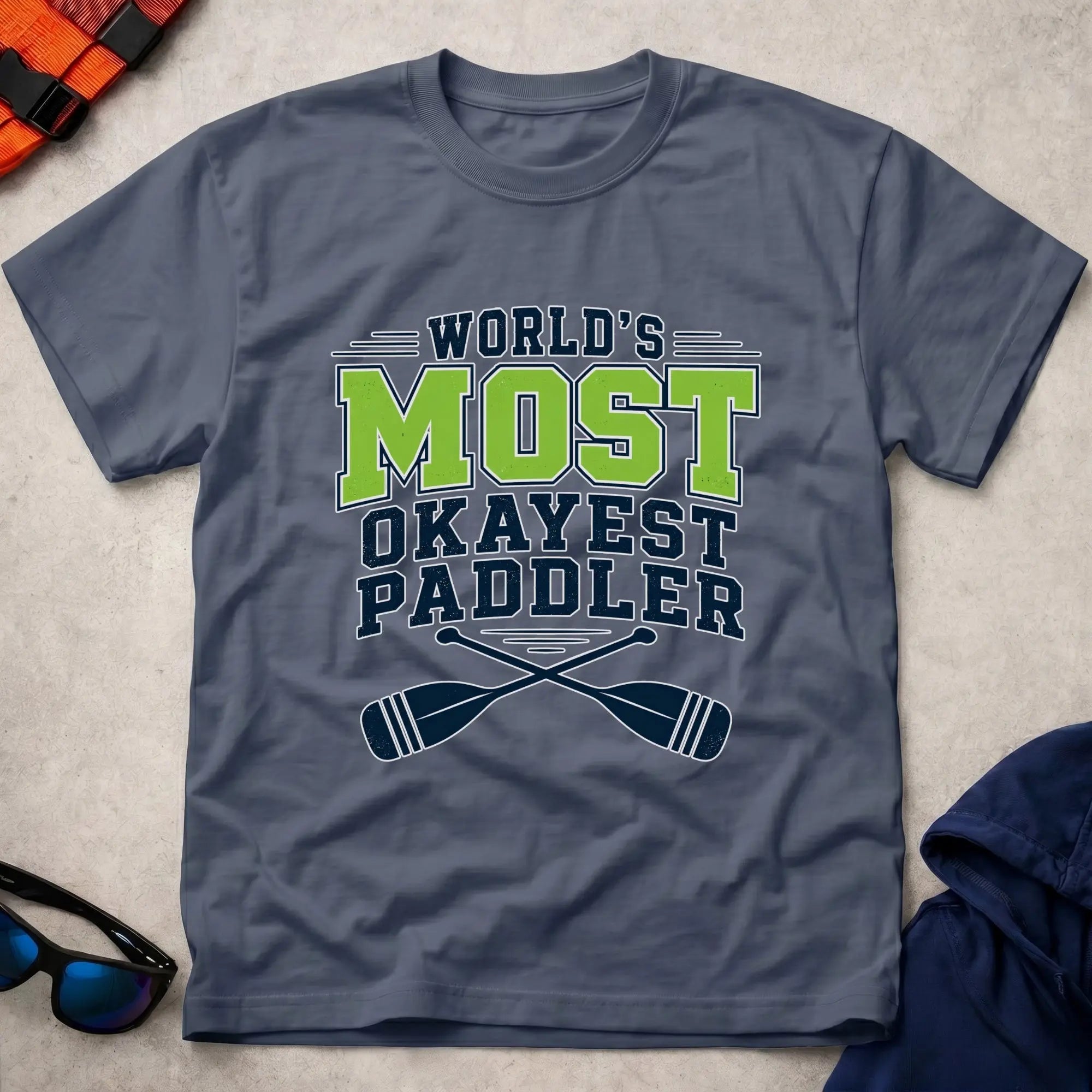 Navy World's Most Okayest Paddler t-shirt – Vector Paddle