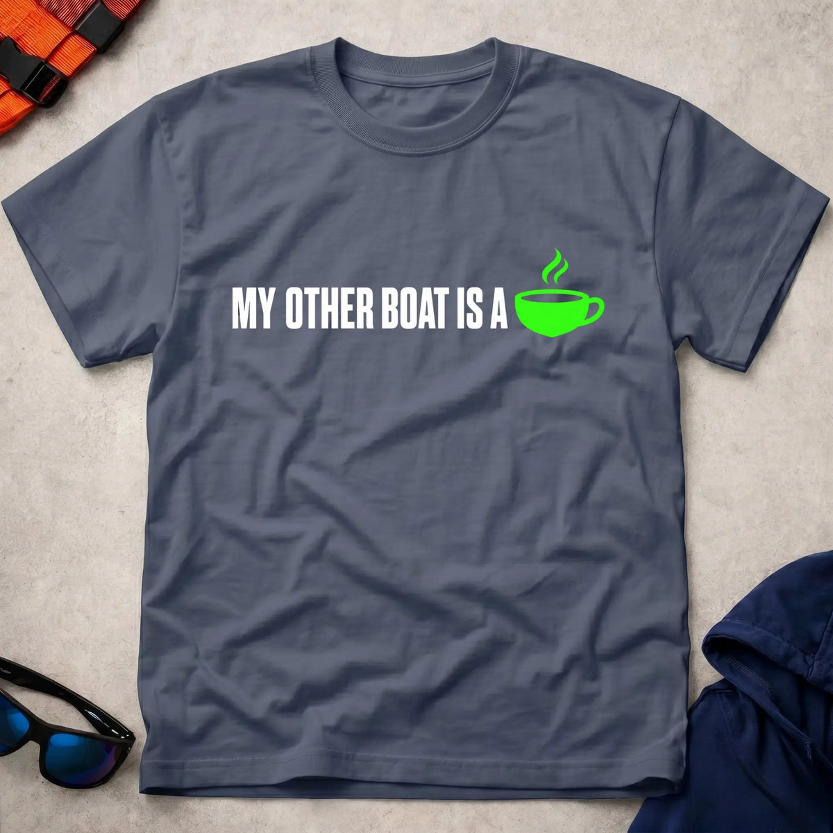 Navy My Other Boat Is A Coffee Cup Tee - Vector Paddle