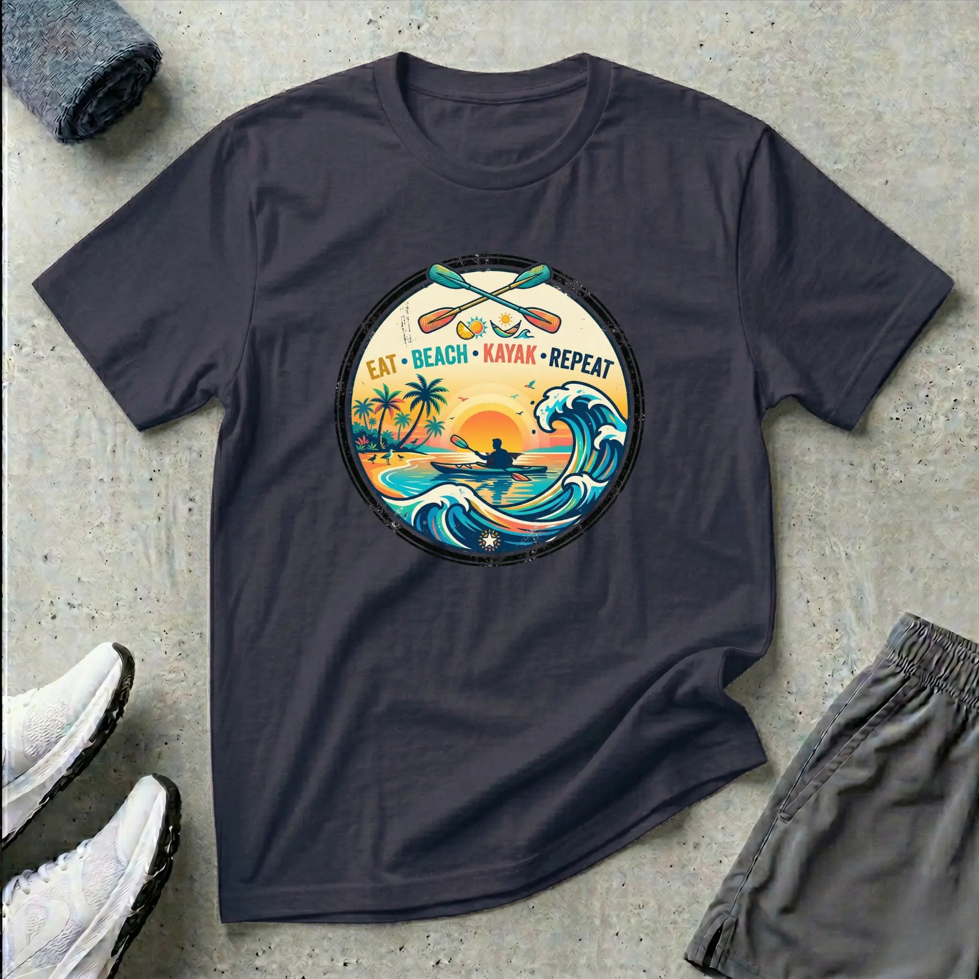 Eat Beach Kayak Repeat. Ocean Kayak T-Shirt Printify