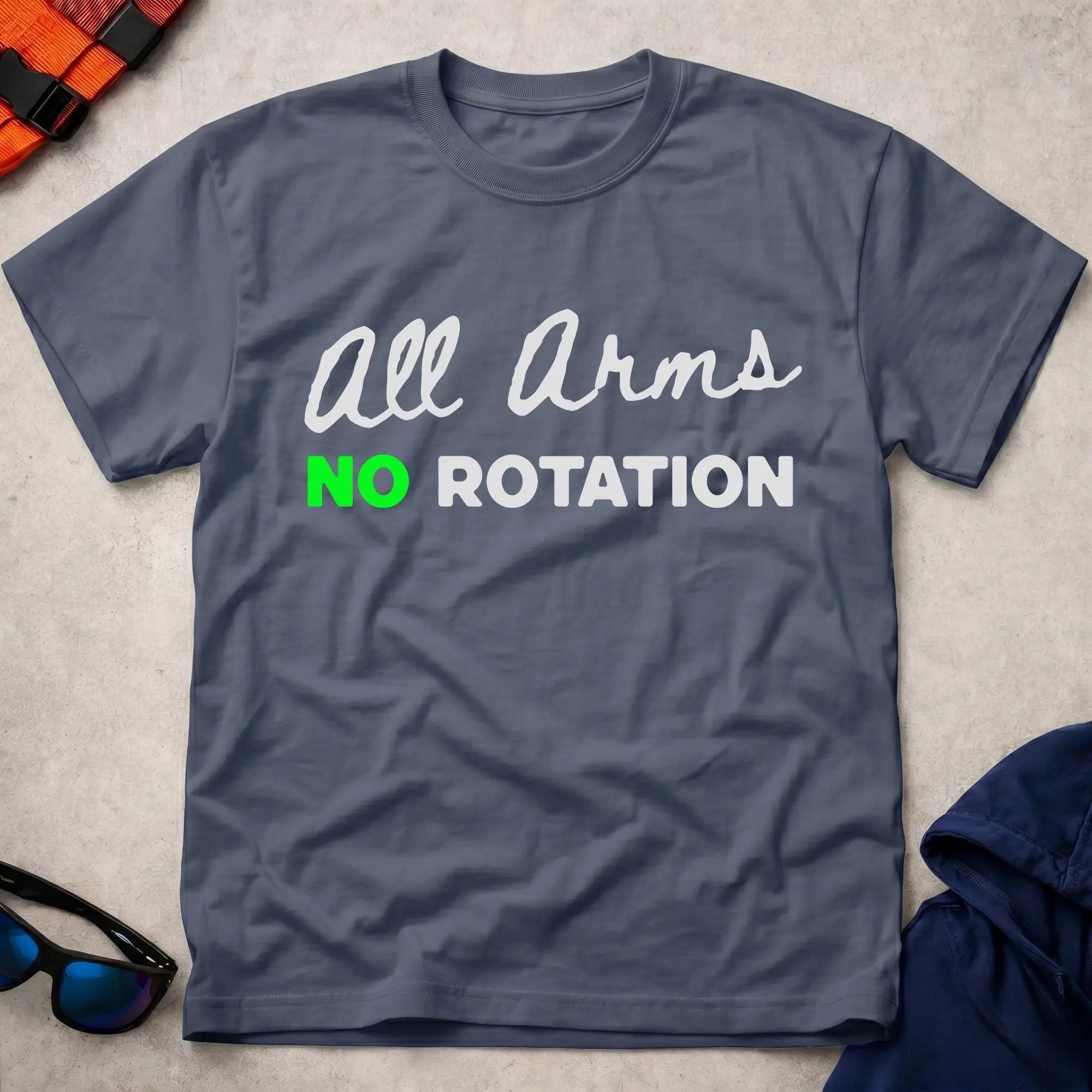 Navy No Rotation tee — funny paddling technique gift — Vector Paddle