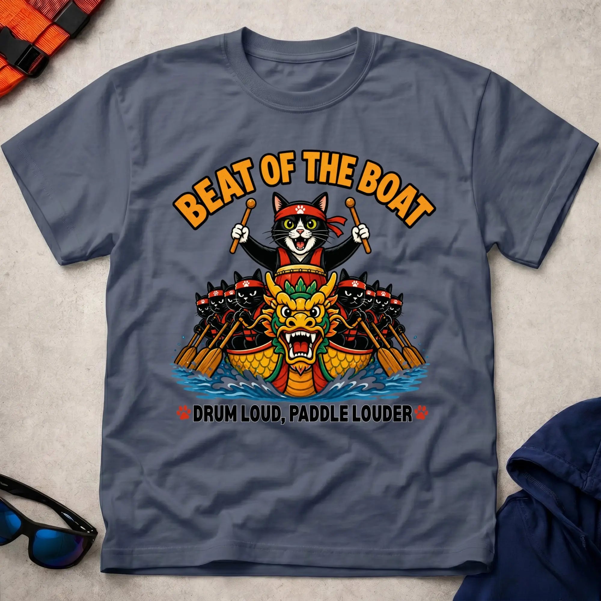 Navy Beat Of The Boat tee — dragon boat drummer gift — Vector Paddle
