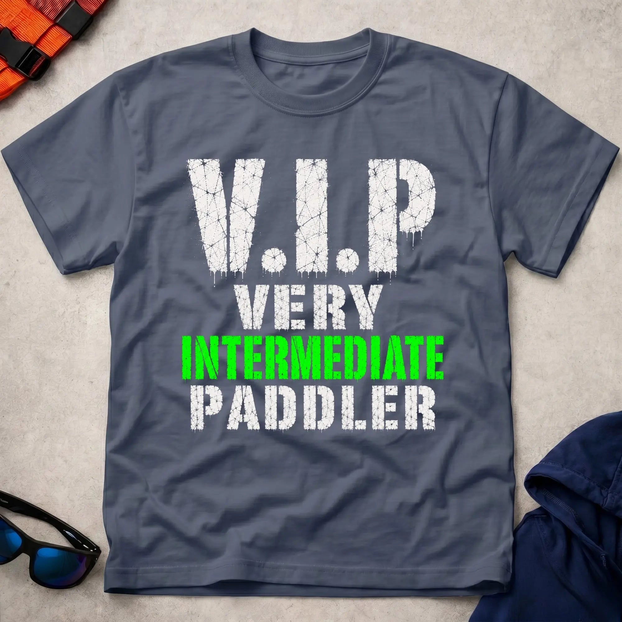 Navy Very Intermediate Paddler tee — funny paddling gift — Vector Paddle