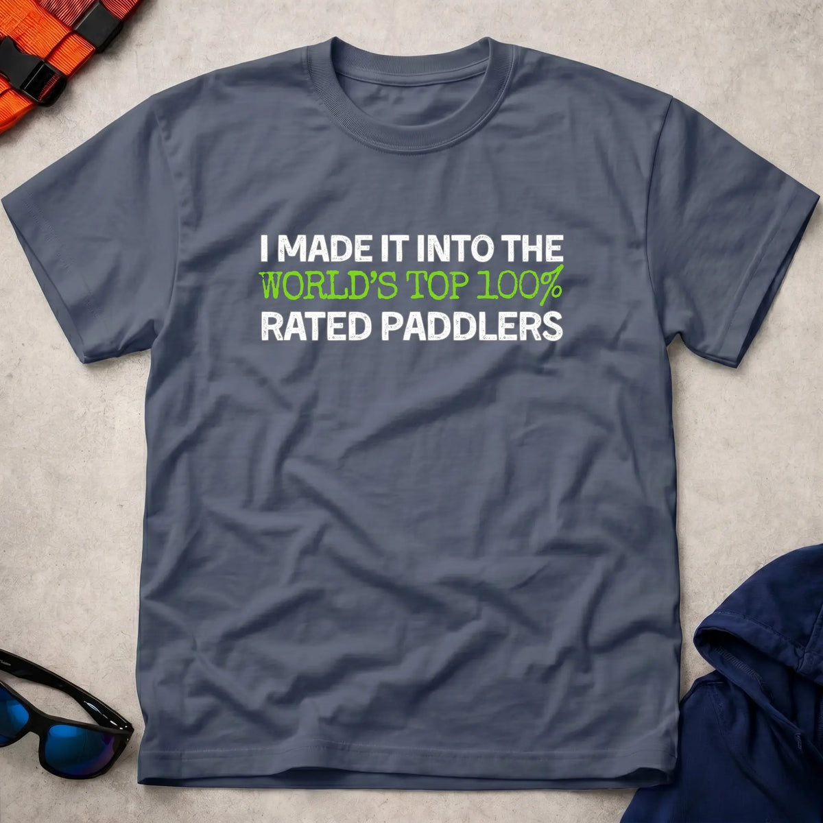 Navy World's Top 100% paddling tee — Vector Paddle