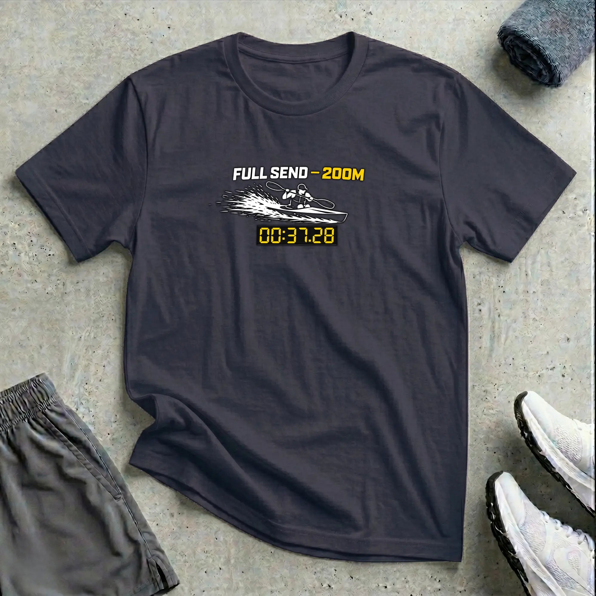 Full Send - 200m. Kayak Sprint T-Shirt Printify