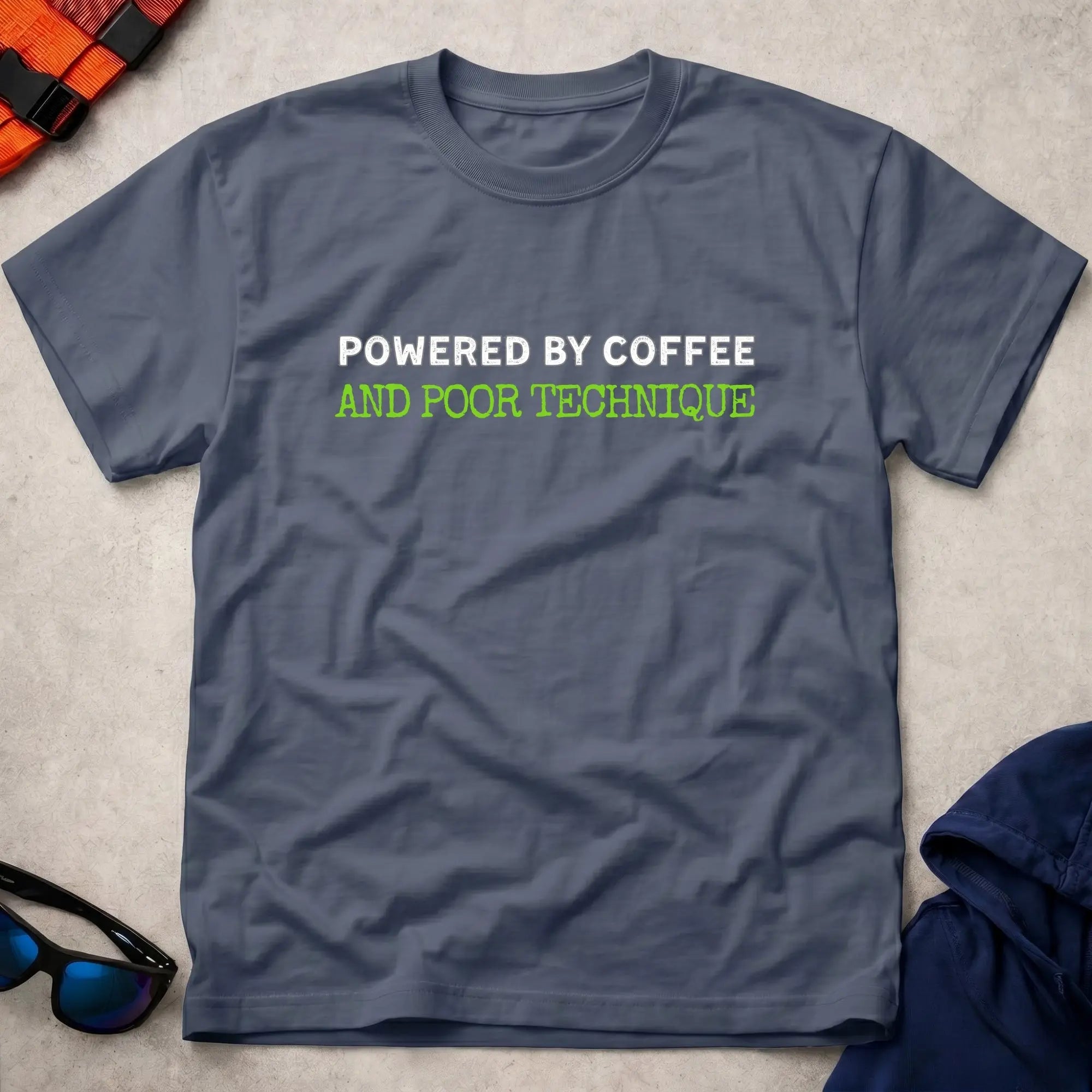 Navy Powered By Coffee paddling tee — Vector Paddle