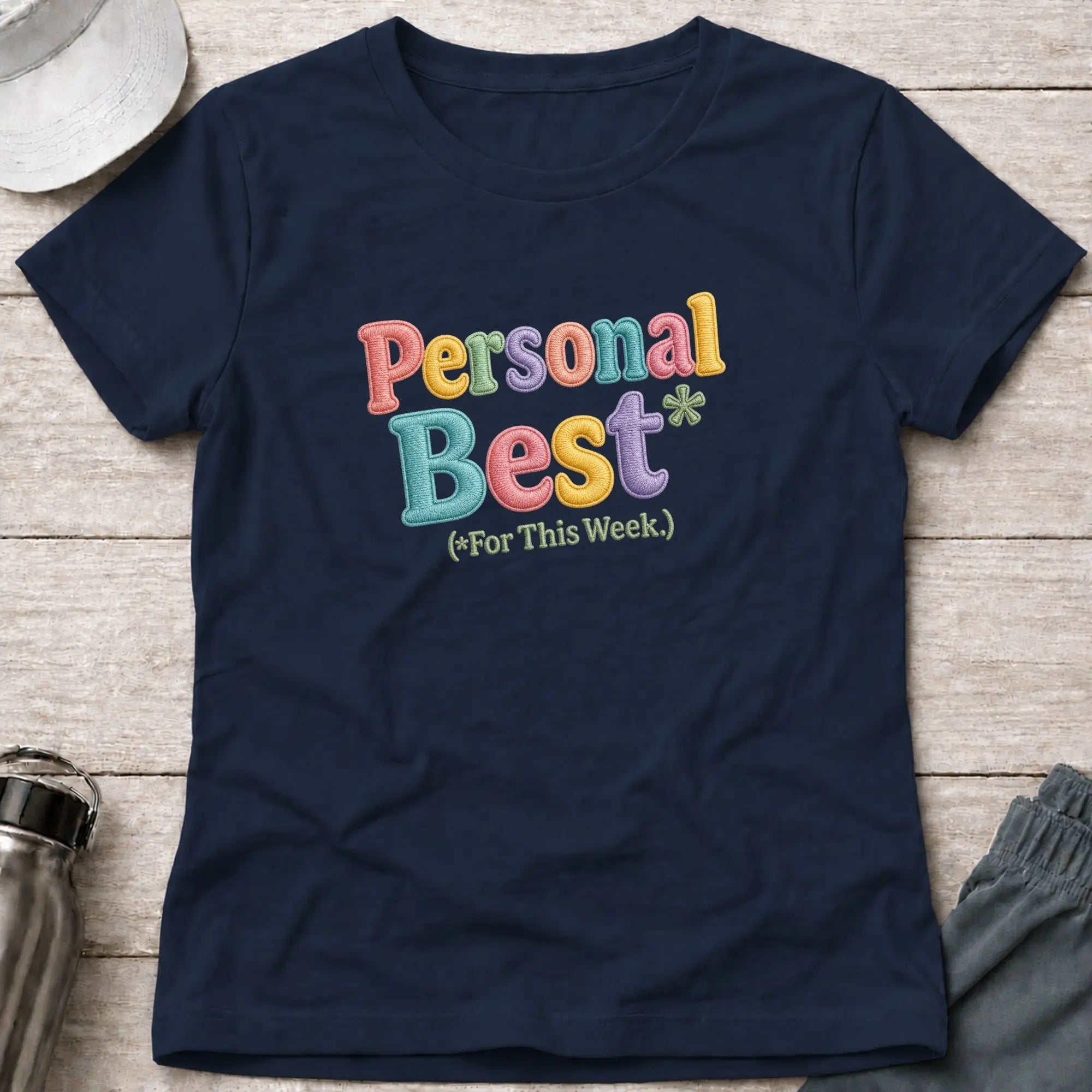 Navy Personal Best* fitted tee — funny racing paddler gift — Vector Paddle