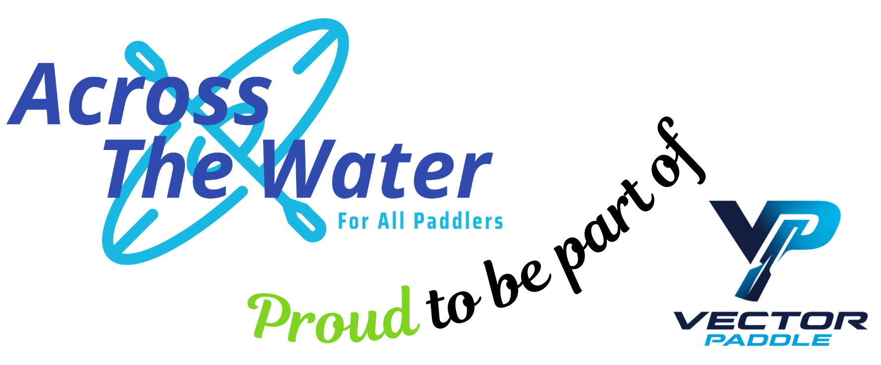 Logos of 'Across The Water' and 'Vector Paddle' on a white background