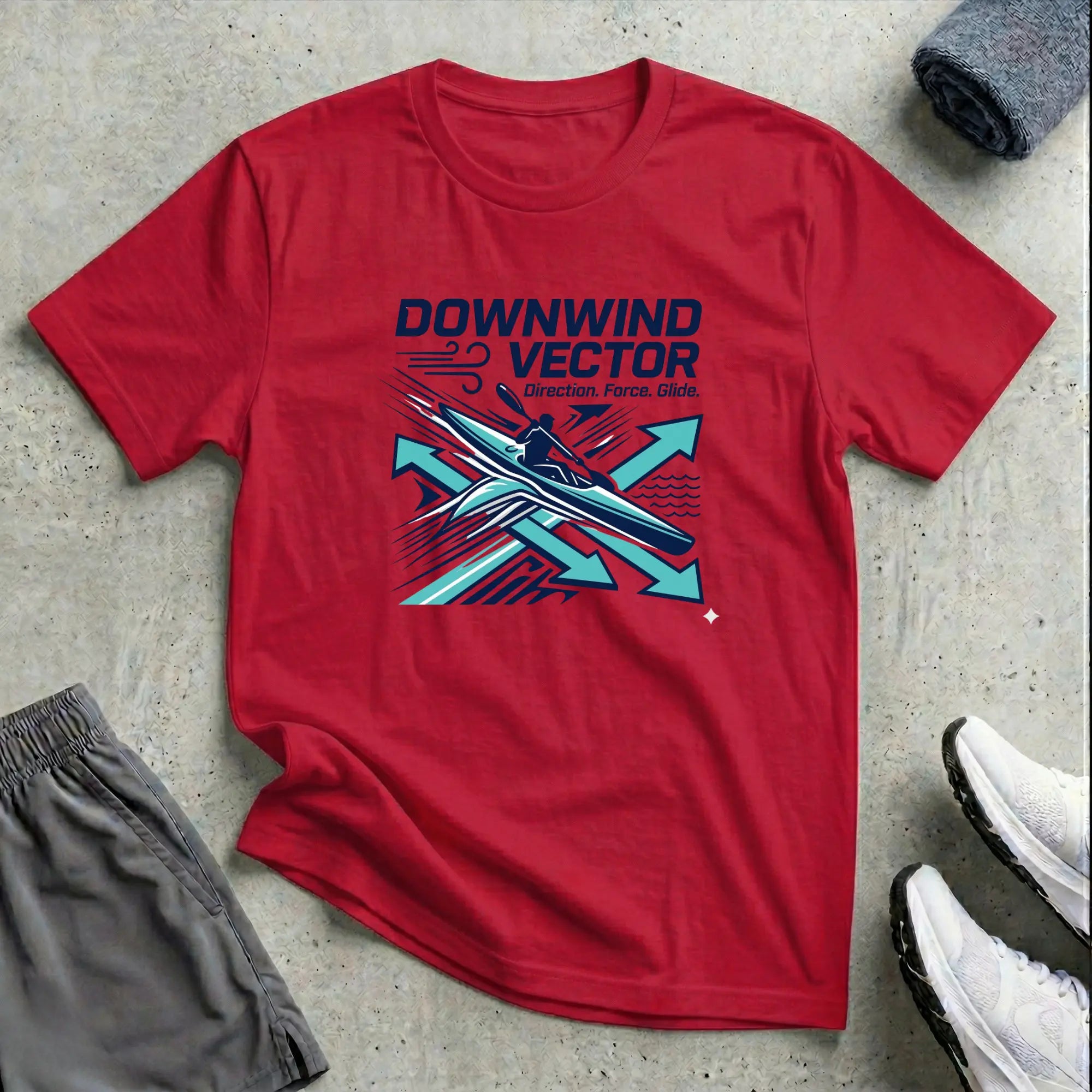 Downwind Vector. Surfski Kayak T-Shirt Printify