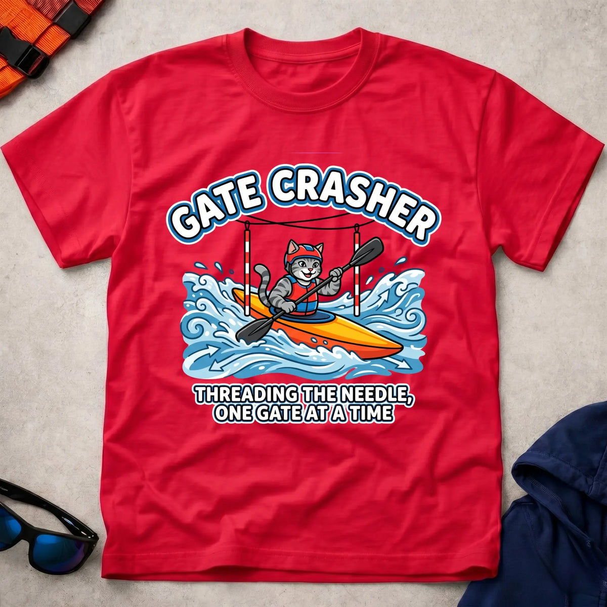 Red Gate Crasher tee — slalom gate paddling gift — Vector Paddle