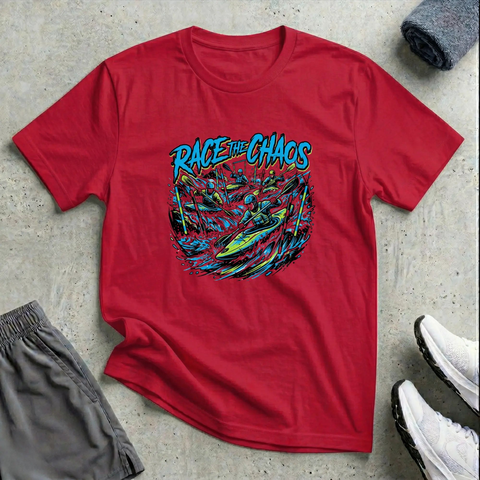 Kayak Cross. Race The Chaos - river - T-Shirt Printify