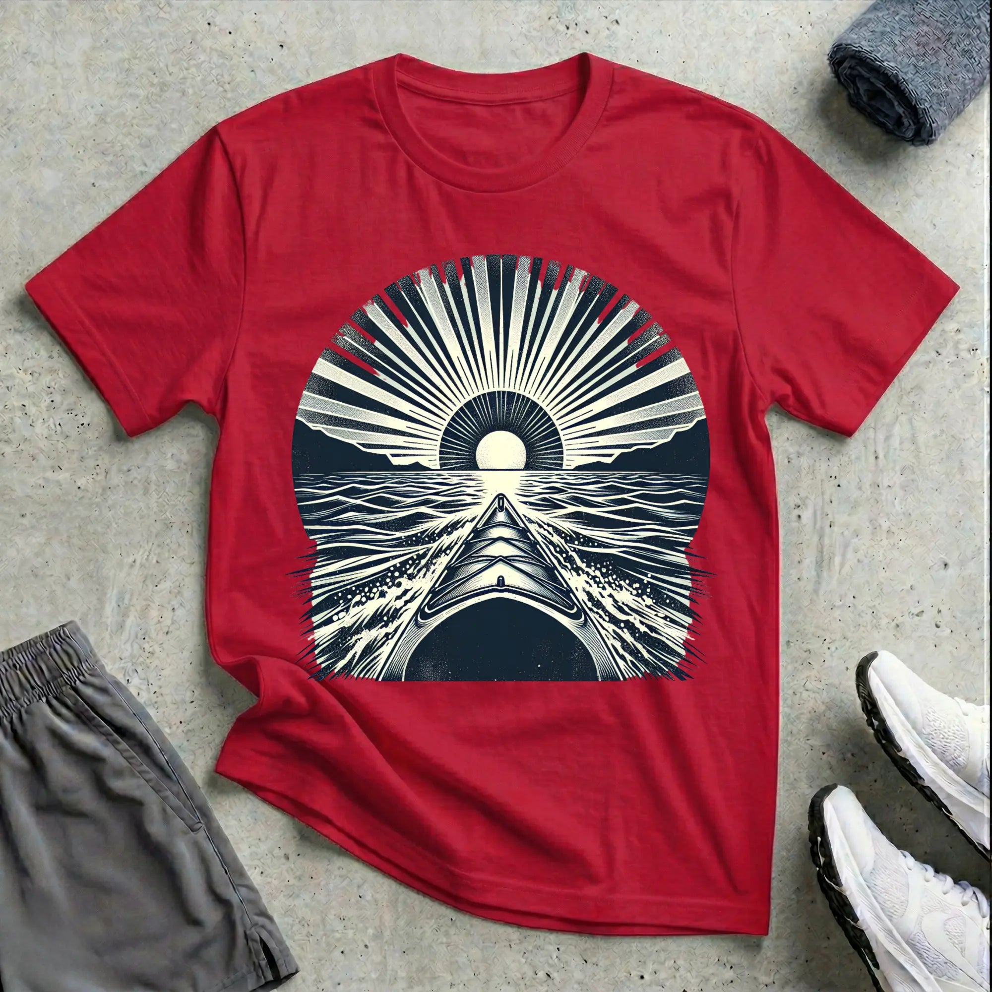 Vintage B&W Sunset. Relaxed T-Shirt Printify