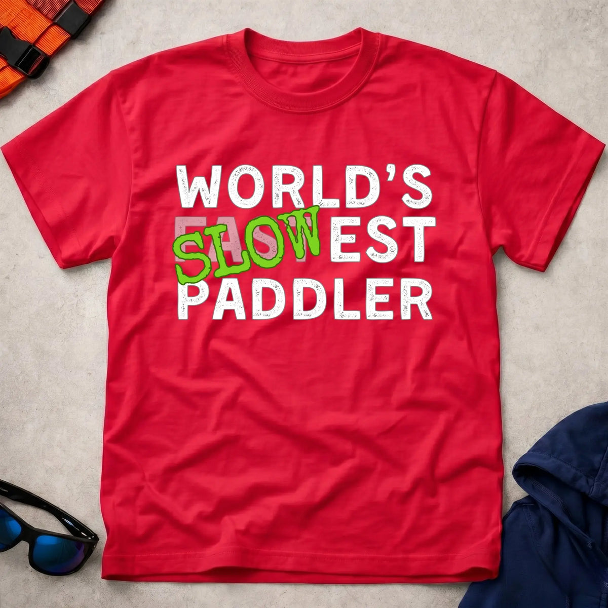 Red World's Slowest Paddler paddling tee — Vector Paddle