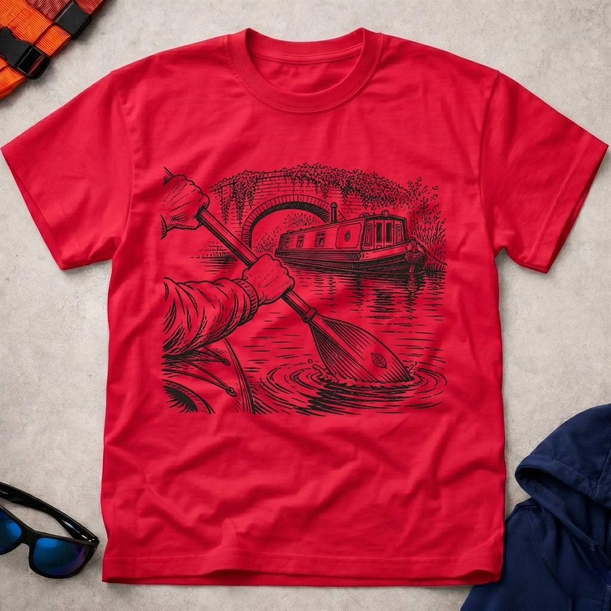Red Still Water tee — calm paddler gift — Vector Paddle