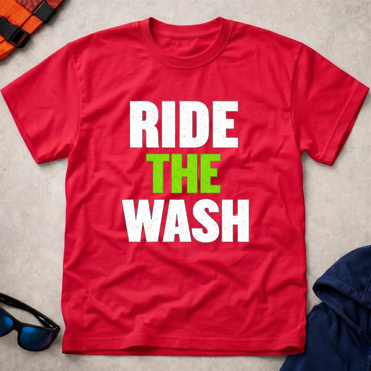 Red Ride The Wash surfski paddling tee — Vector Paddle