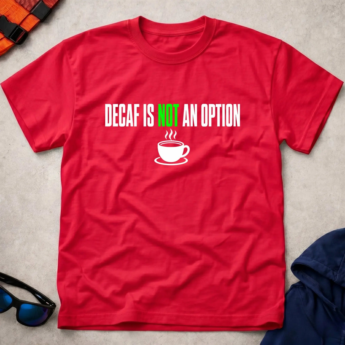 Red Decaf Is Not An Option Tee - Vector Paddle
