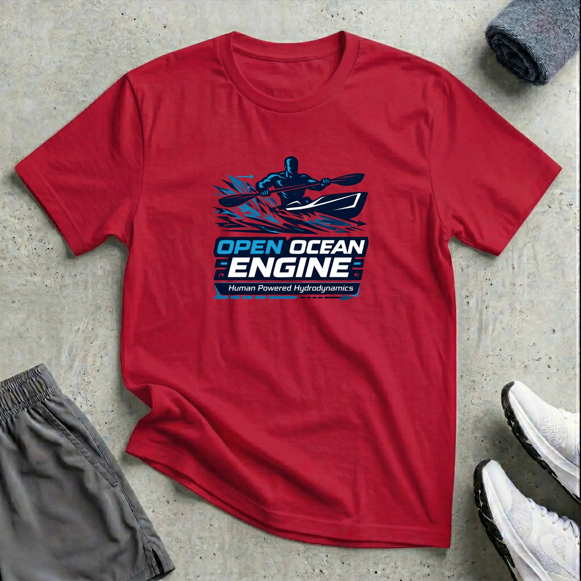 Open Ocean Engine - Human Powered. Surfski T-Shirt Printify