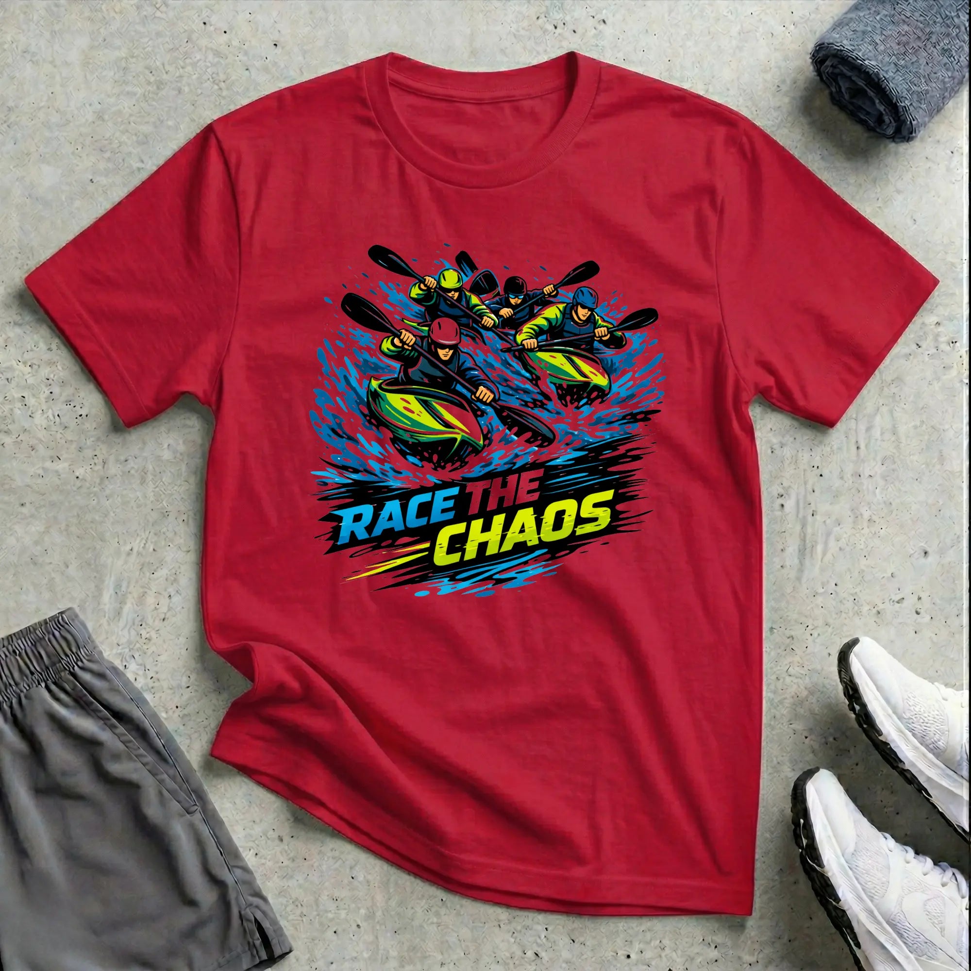 Race The Chaos. Kayak Cross T-Shirt Printify