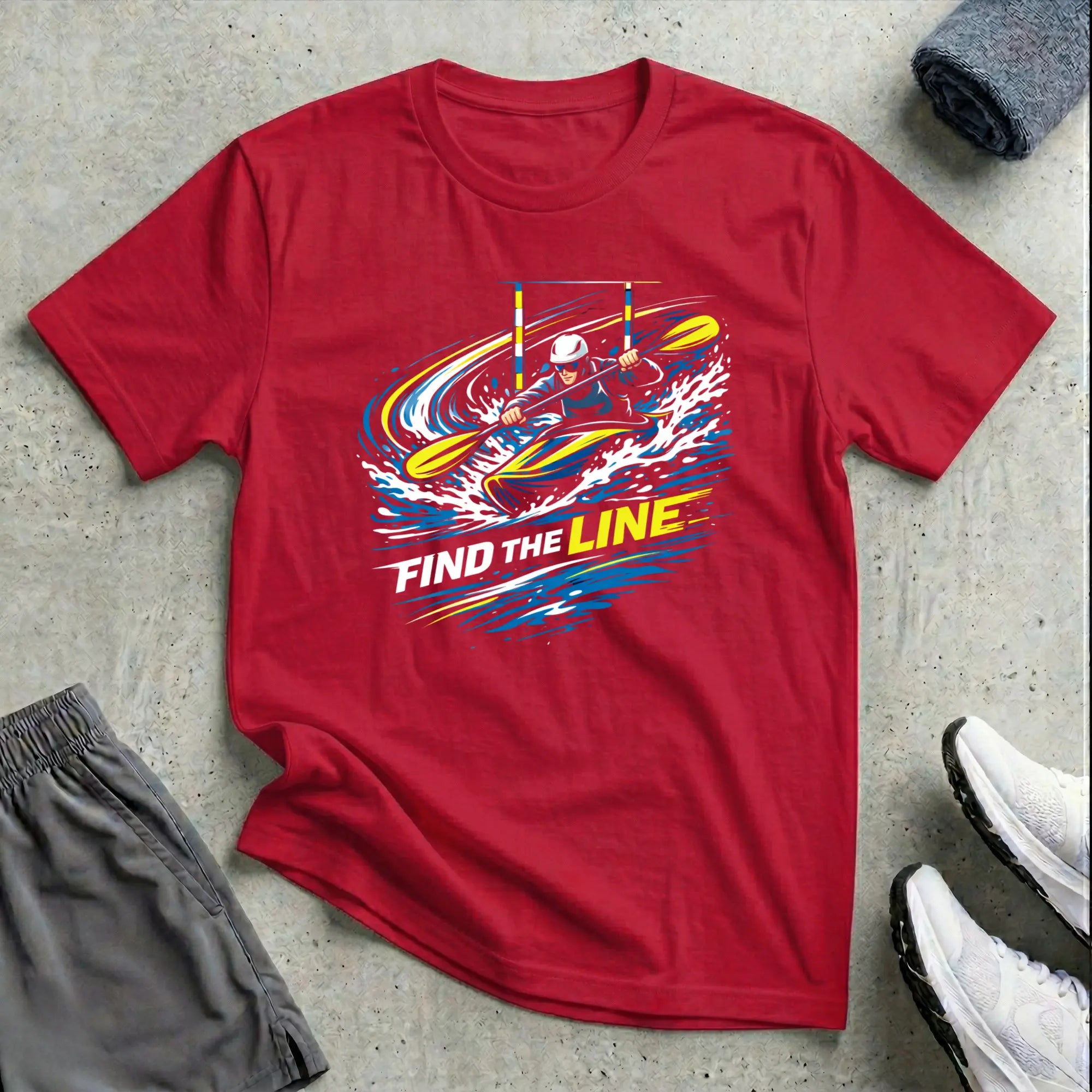 Slalom Kayak Cross. Find The Line T-Shirt Printify