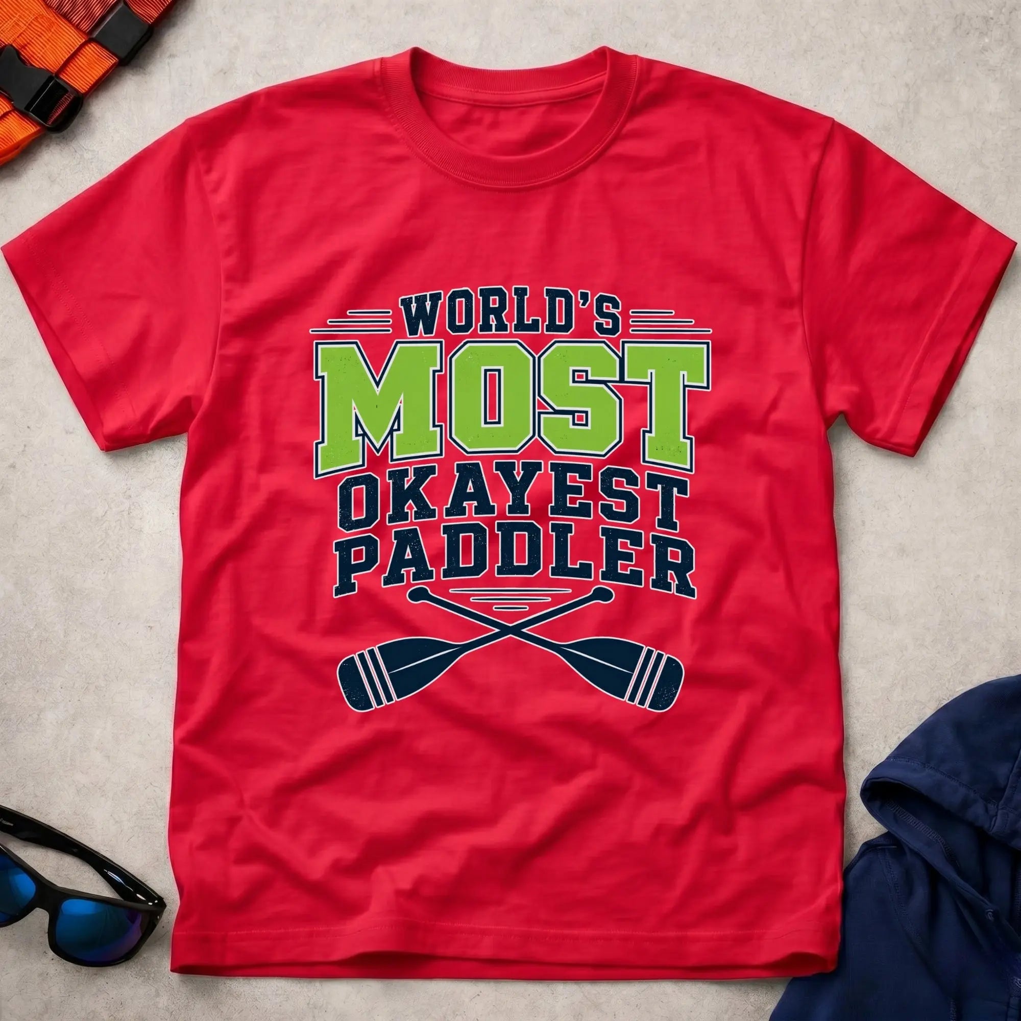 Red World's Most Okayest Paddler t-shirt – Vector Paddle