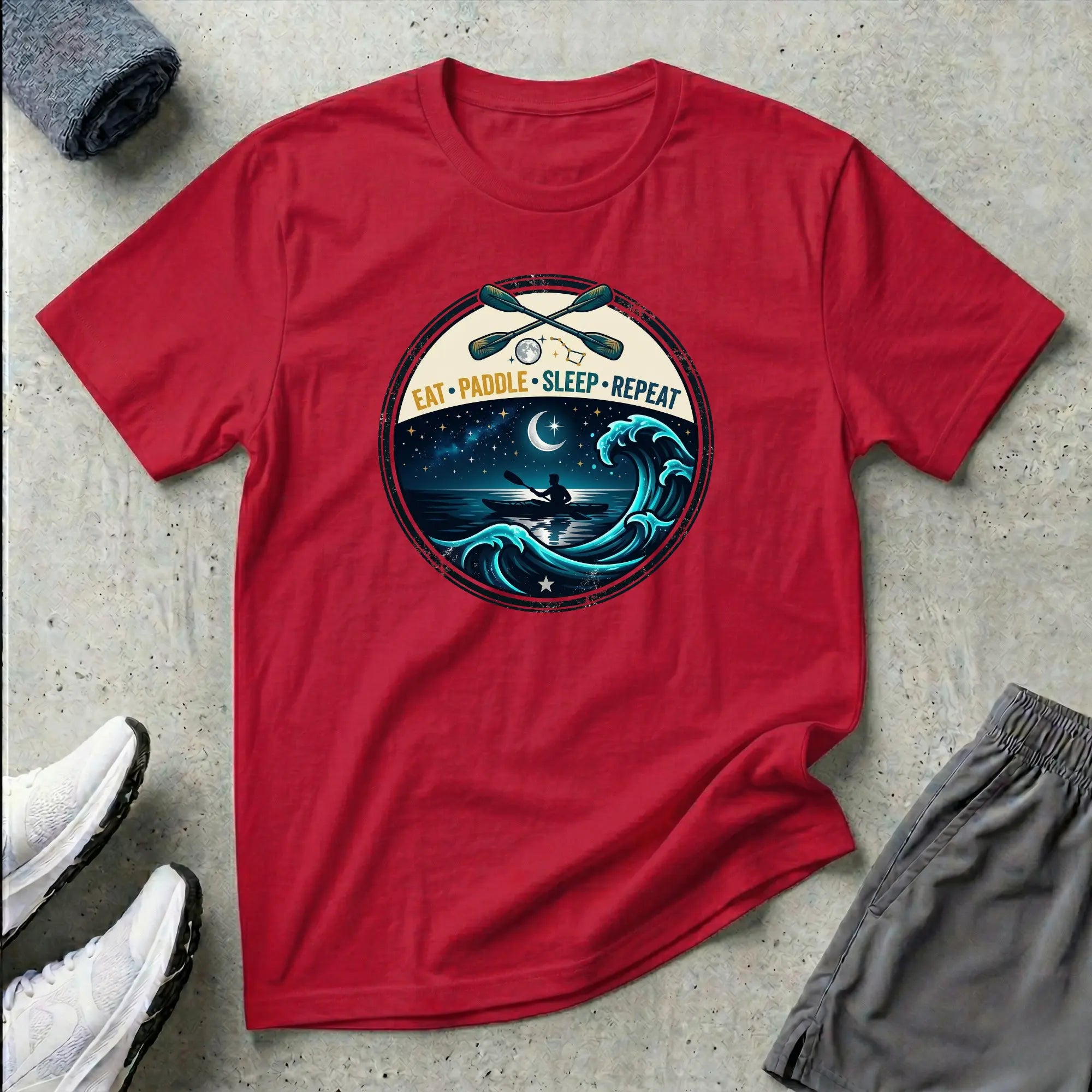 Ocean Paddling. Eat Paddle Sleep Repeat. Kayak T-Shirt Printify