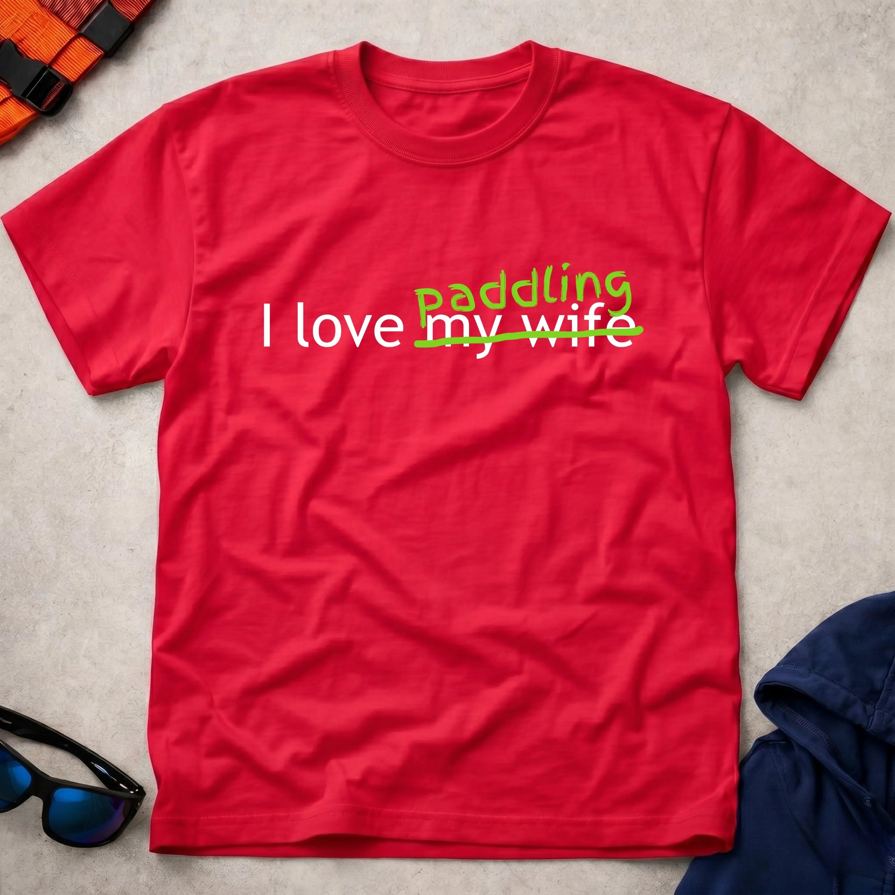 I Love Paddling unisex tee in Red — funny paddling gift tee — Vector Paddle