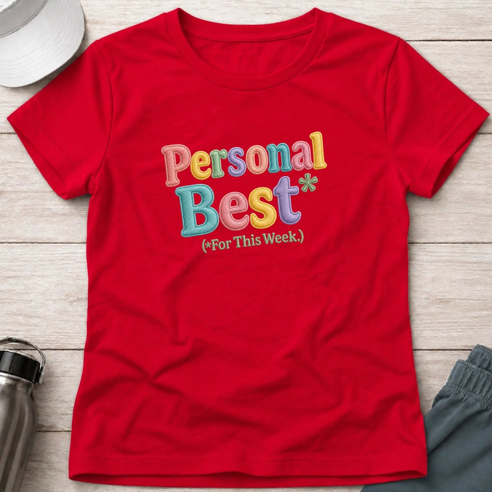 Red Personal Best* fitted tee — funny racing paddler gift — Vector Paddle