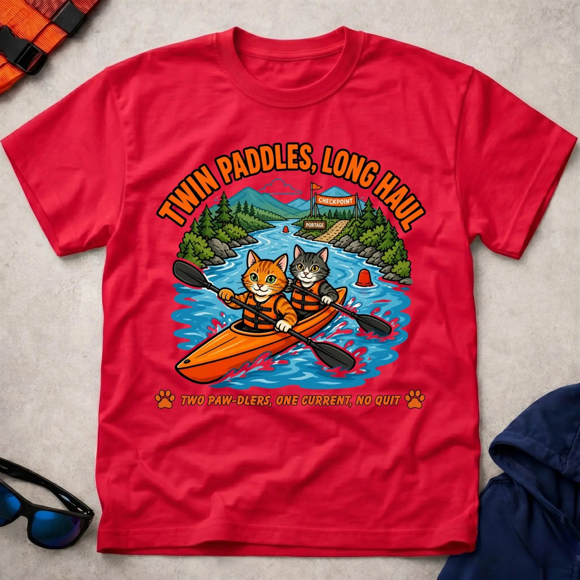 Red Twin Paddles, Long Haul tee — K2 marathon kayak gift — Vector Paddle