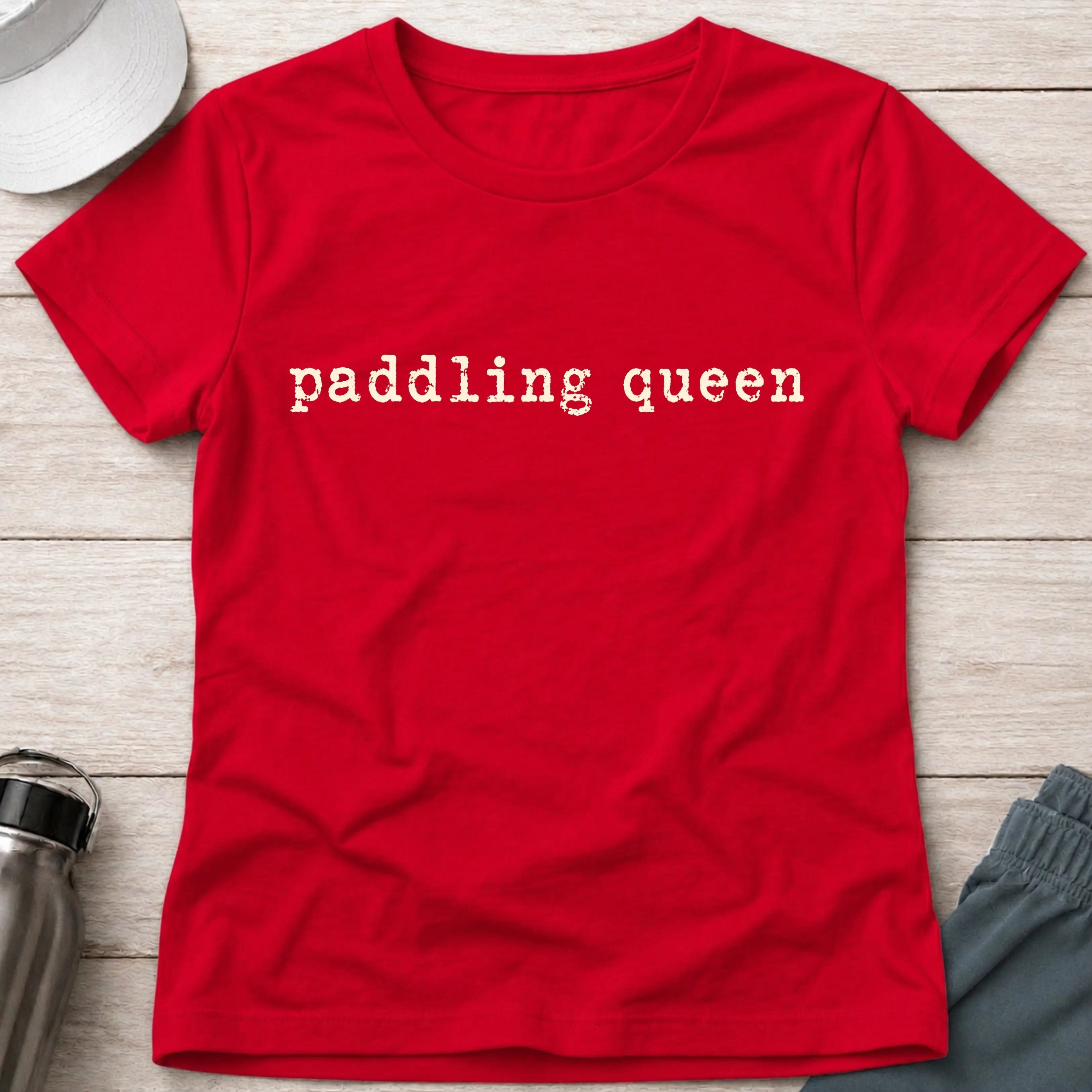 Paddling Queen fitted tee in Red — women's paddling tee — Vector Paddle