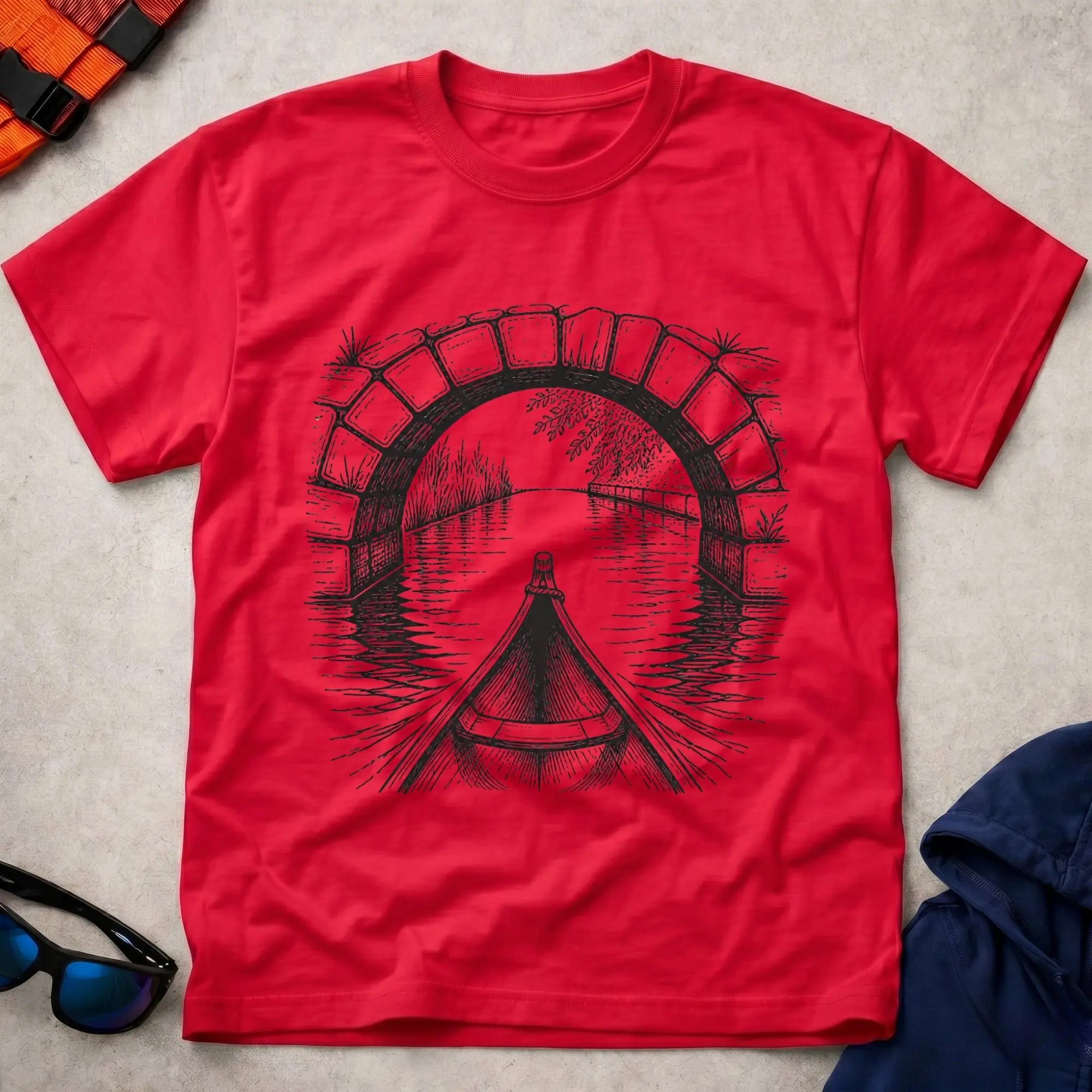 Red Bridge Line tee — canal and river touring gift — Vector Paddle