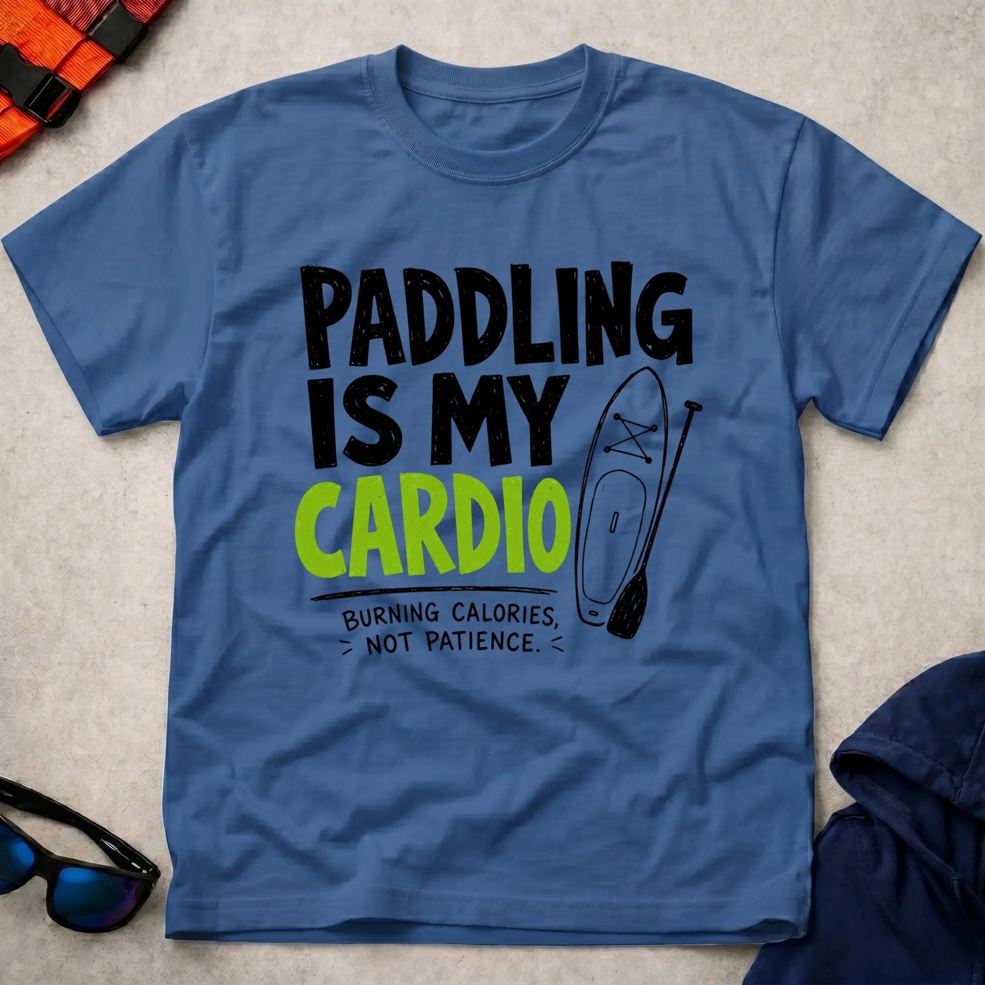 Royal Paddling Is My Cardio t-shirt for paddlers who skip the gym, Vector Paddle