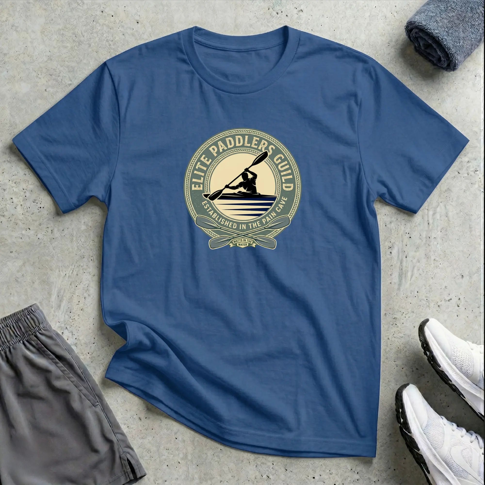 Elite Paddlers Guild. Established in the Pain Cave. Kayak T-Shirt Printify
