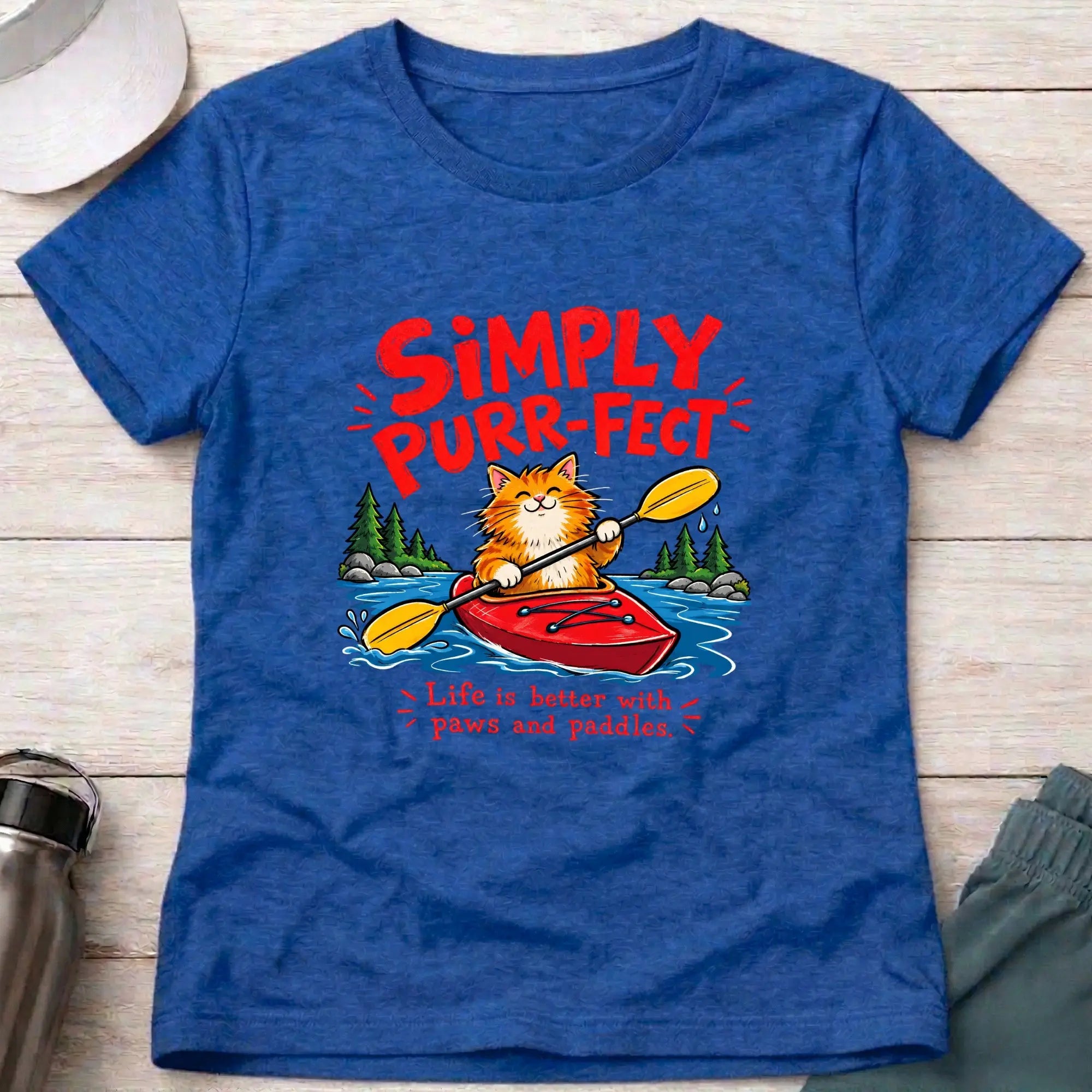 Royal Simply Purr-fect ginger cat kayak fitted tee - Vector Paddle