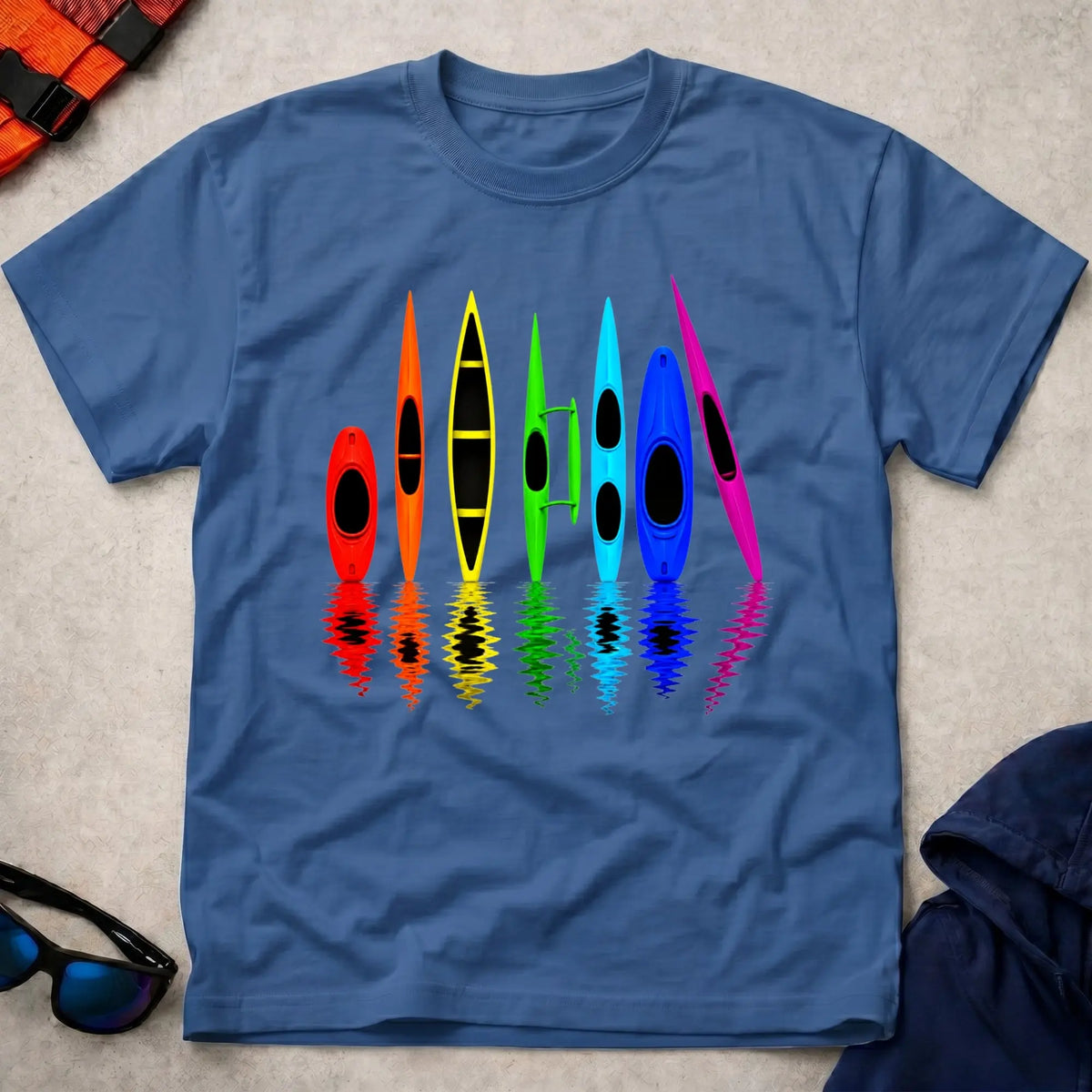 All The Boats tee in Royal Blue — colourful paddling boat fleet — Vector Paddle