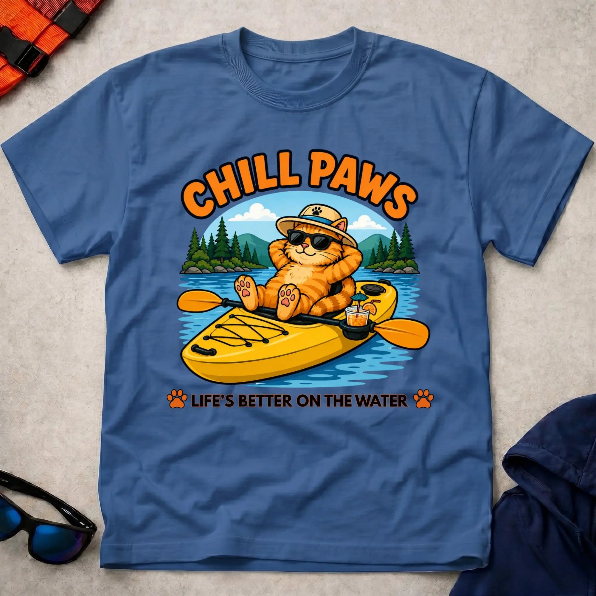 Royal Chill Paws tee — calm-under-pressure paddling gift — Vector Paddle