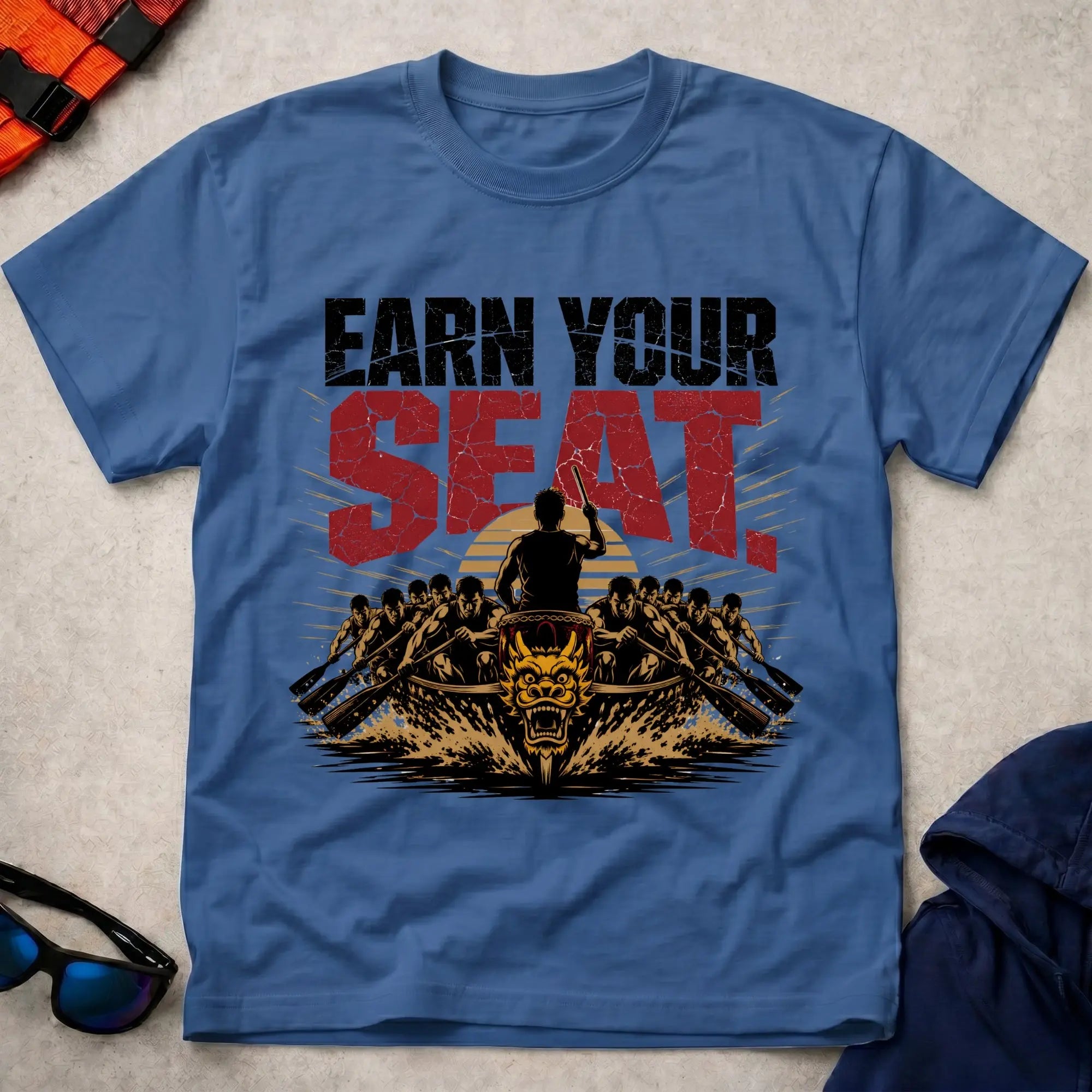 Royal Earn Your Seat dragon boat racing tee — crew pride gift — Vector Paddle