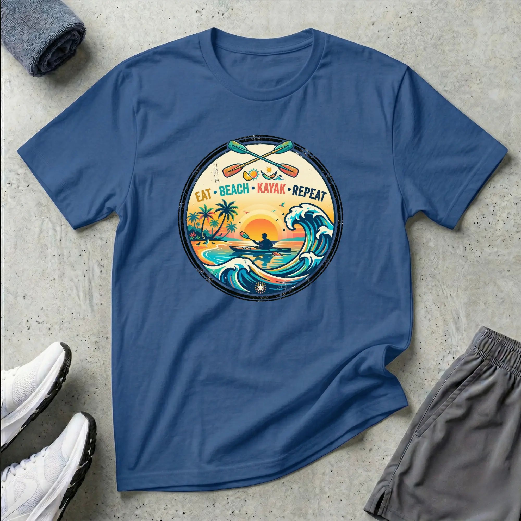 Eat Beach Kayak Repeat. Ocean Kayak T-Shirt Printify