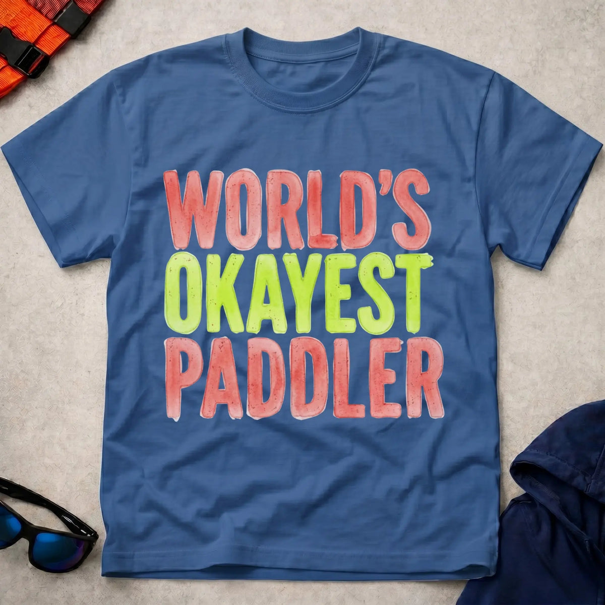 Royal World's Okayest Paddler grunge paddling tee — Vector Paddle