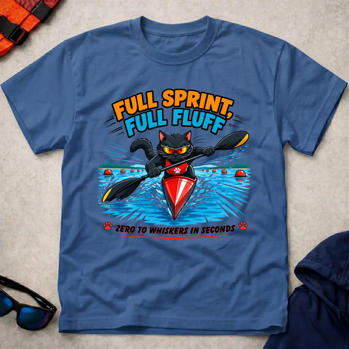 Royal Full Sprint, Full Fluff tee — cat-lover paddling gift — Vector Paddle