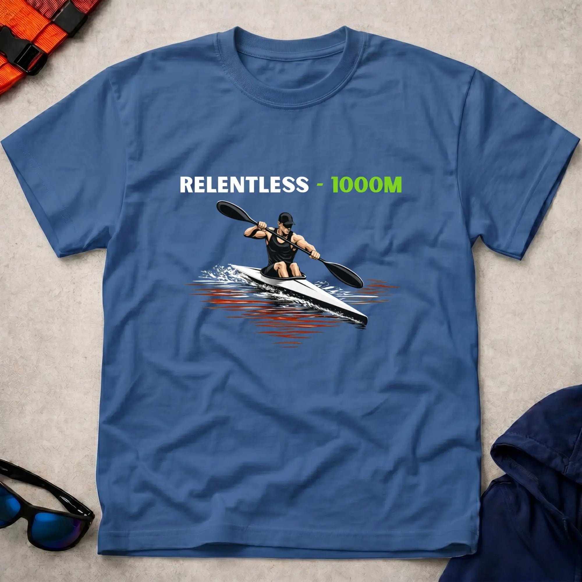 Royal blue Relentless 1000m Apex tee for kayak sprint paddlers