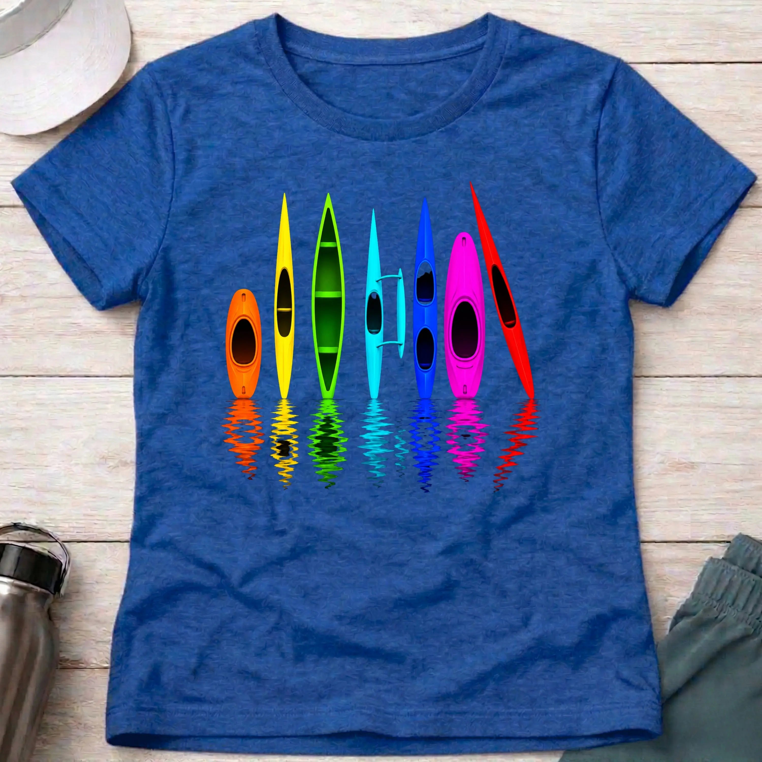 All The Boats fitted tee in Royal Blue — colourful paddling boat fleet — Vector Paddle