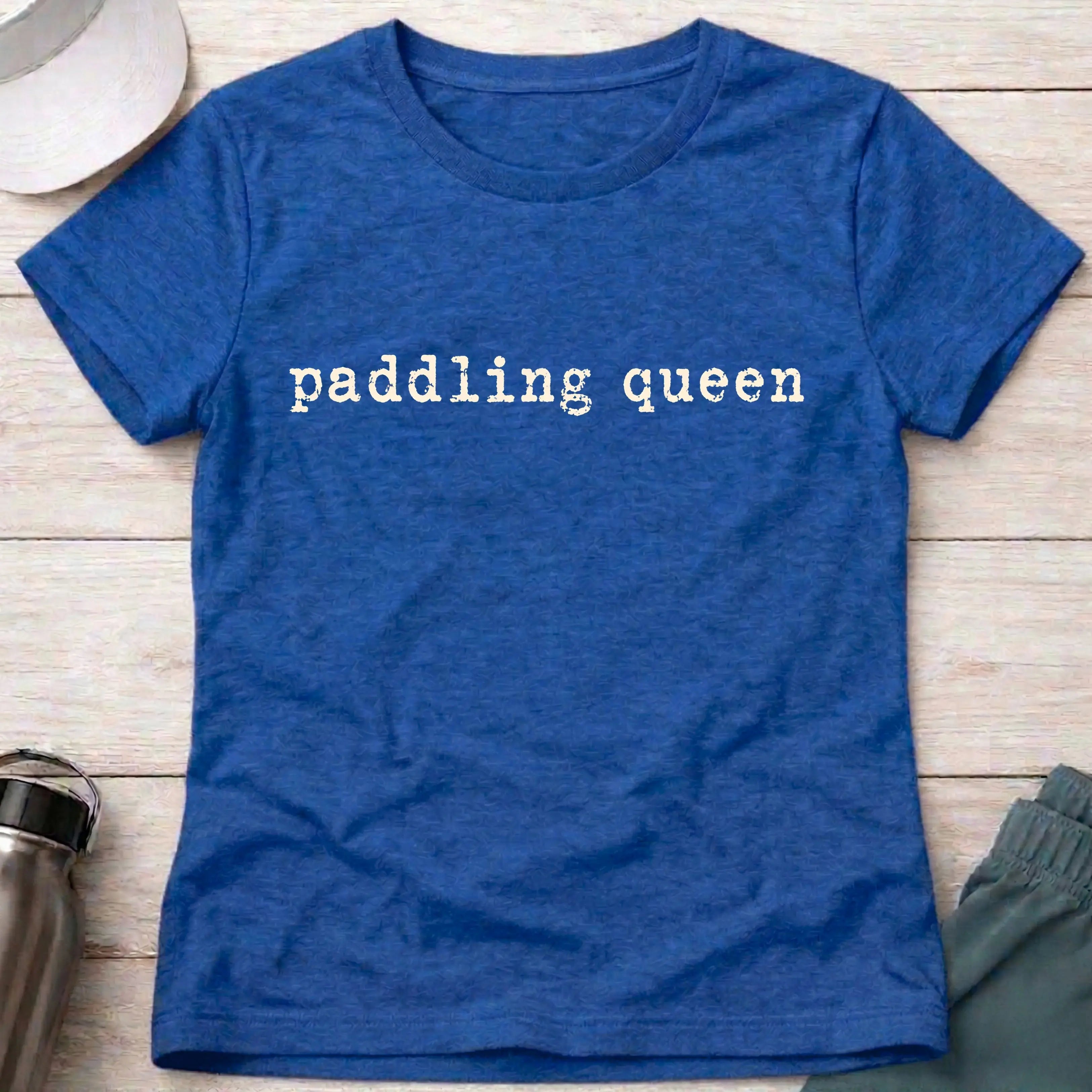 Paddling Queen fitted tee in Royal Blue — women's paddling gift tee — Vector Paddle