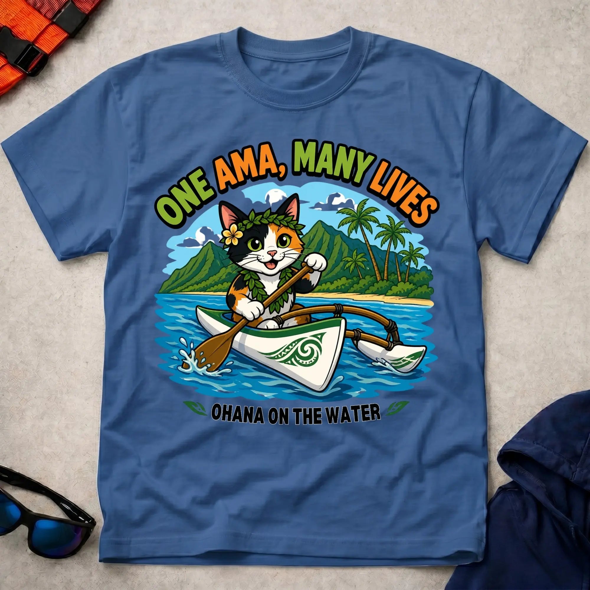 Royal One Ama, Many Lives tee — OC1 outrigger paddling gift — Vector Paddle