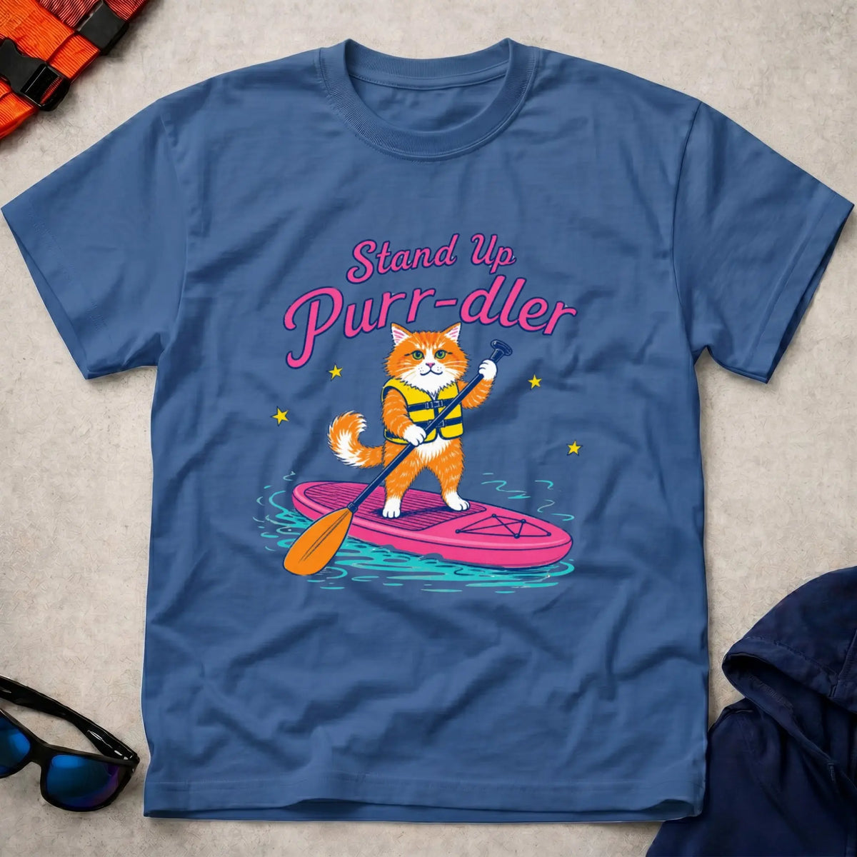 Royal Stand Up Purr-dler cat SUP paddling tee — Vector Paddle