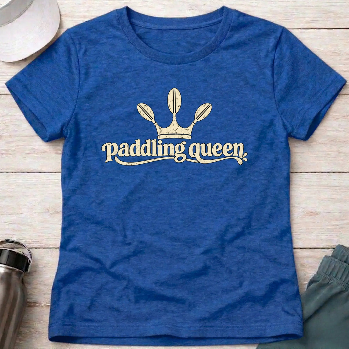 Royal Paddling Queen fitted tee — confident female paddler gift — Vector Paddle