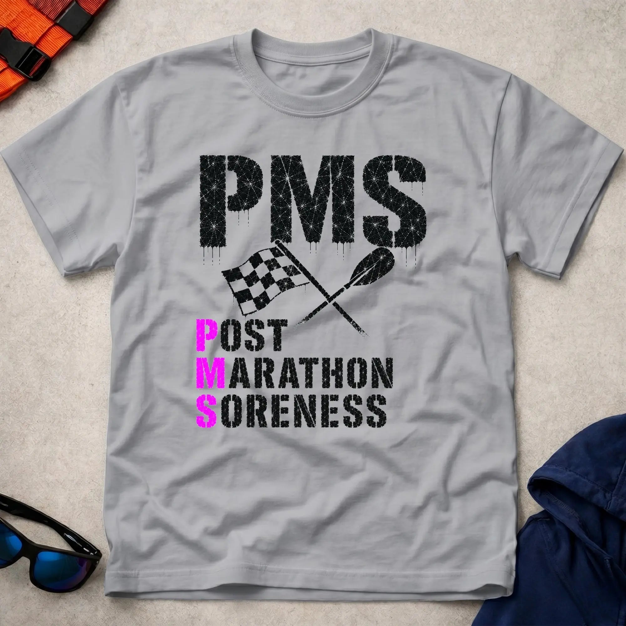 Sport Grey P.M.S. tee — Post Marathon Soreness gift — Vector Paddle