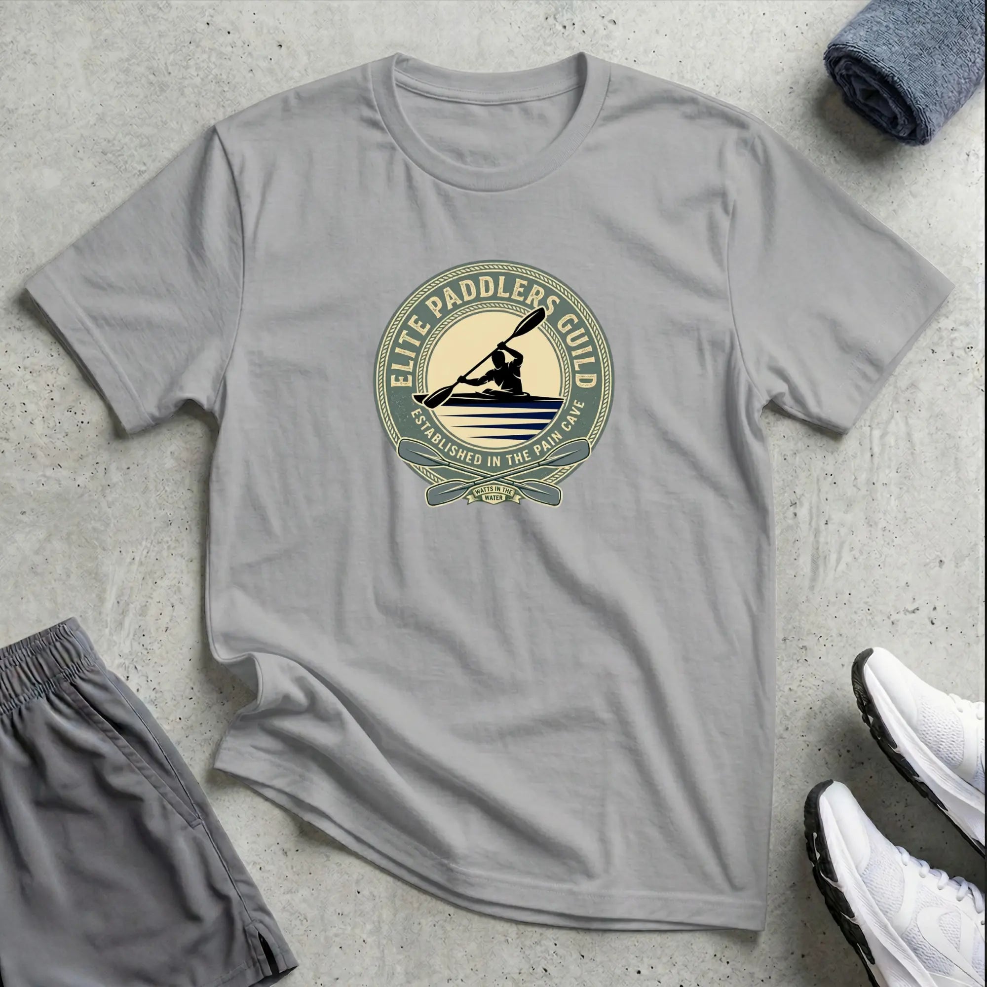 Elite Paddlers Guild. Established in the Pain Cave. Kayak T-Shirt Printify