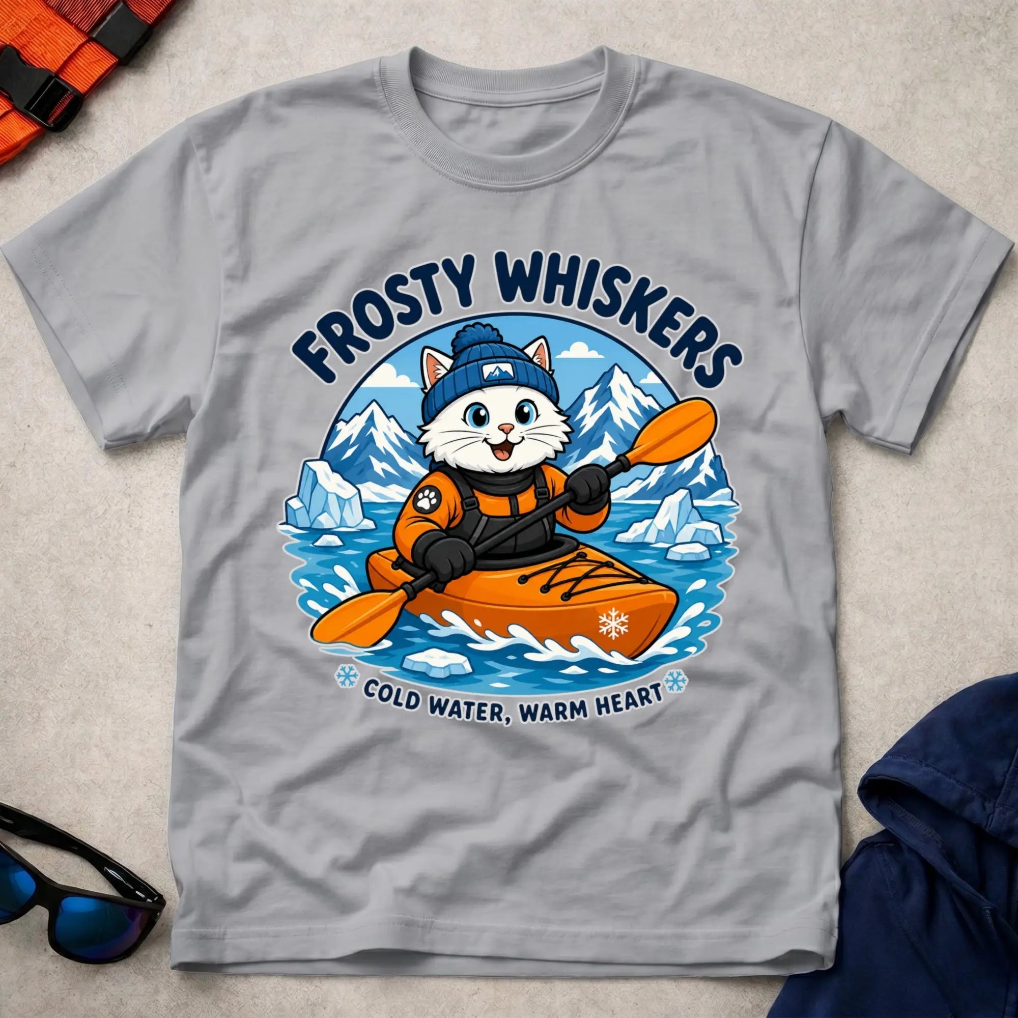 Sport Grey Frosty Whiskers tee — cold-water paddling gift — Vector Paddle